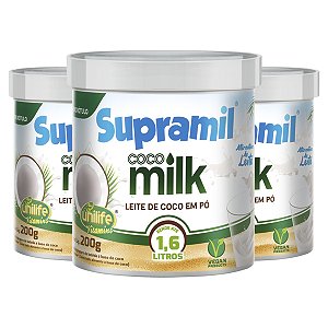 Kit 3 Coco Milk Supramil Unilife Leite de coco em pó 200g