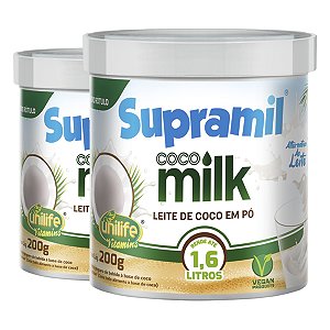 Kit 2 Coco Milk Supramil Unilife Leite de coco em pó 200g