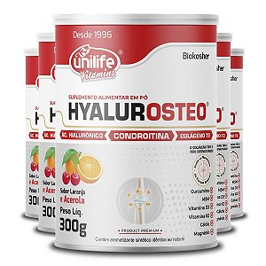 Kit 5 Hyalurosteo Condroitina Unilife Laranja com Acerola 300g