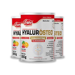 Kit 3 Hyalurosteo Condroitina Unilife Laranja com Acerola 300g