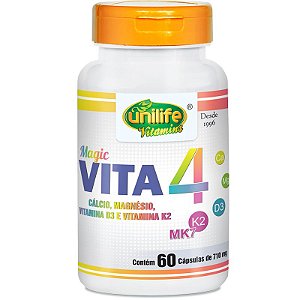 Vita4 Cálcio Magnésio Vitamina D e K2 Unilife
