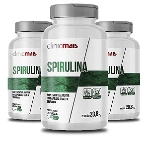 Kit 3 Spirulina Clinic Mais 480mg 60 cápsulas