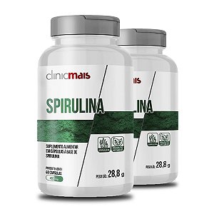 Kit 2 Spirulina Clinic Mais 480mg 60 cápsulas