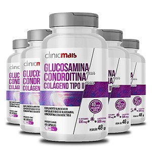 Kit 5 Glucosamina + Condroitina Clinicmais 60 Cápsulas