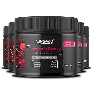 Kit 5 Colágeno Beauty Nutraway sabor Frutas Vermelhas 300g