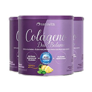 Kit 3 Colágeno Duo Balance Sanavita Abacaxi com Hortelã 330g