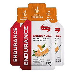 Kit 3 Endurance Energy Gel Vitafor Caixa 12 sachês Tangerina