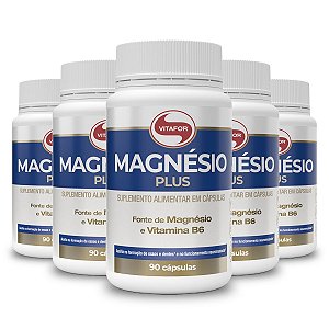 Kit 5 Magnésio Plus Vitafor 90 Cápsulas
