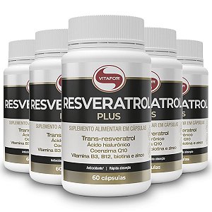 Kit 5 Resveratrol Plus Vitafor 60 Cápsulas