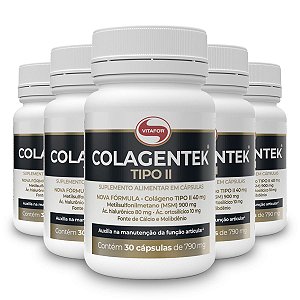 Kit 5 Colágeno Tipo 2 Colagentek Vitafor 30 Cápsulas