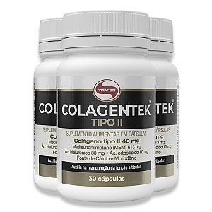 Kit 3 Colagentek Vitafor Tipo II 30 Cápsulas