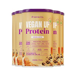Kit 5 Vegan Up Protein Sanavita Caramel Coffee 450g