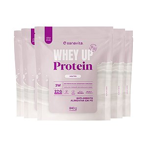 Kit 5 Whey Up 3W Sanavita Neutro 840g