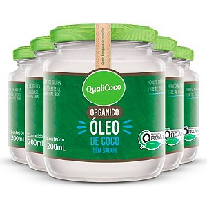 Kit 5 Óleo de coco sem sabor Qualicoco 200 ml orgânico