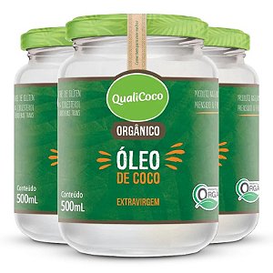 Kit 3 Óleo de Coco Extravirgem Qualicoco 500ml Orgânico