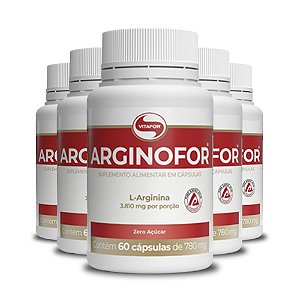 Kit 5 Arginofor L Arginina Vitafor 60 Cápsulas