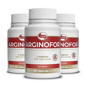 Kit 3 Arginofor L Arginina Vitafor 60 Cápsulas