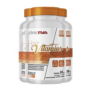 Kit 3 Hair Vitamins 500mg Clinicmais 60 Cápsulas