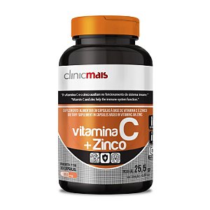 Vitamina C + Zinco Vegano 850mg Clinicmais 30 Cápsulas