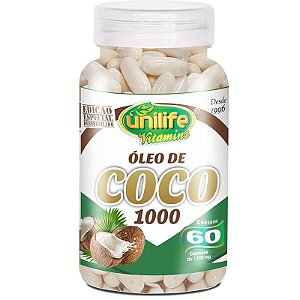 Óleo de Coco Extra Virgem 1200mg Unilife 60 cápsulas