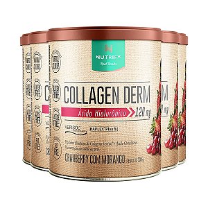 Kit 5 Collagen Derm Hialurônico Cranberry com Morango Nutrify 330g