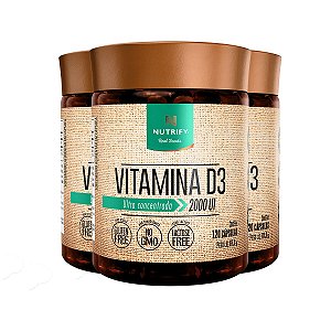 Kit 3 Vitamin D3 2000 UI Nutrify 120 Cápsulas