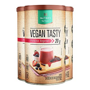 Kit 3 Vegan Tasty Proteína Vegetal Frutas Vermelhas Nutrify 420g