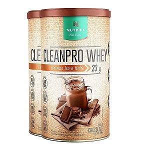 Kit 2 Clean Pro Whey Hidrolisado Chocolate Nutrify 450g