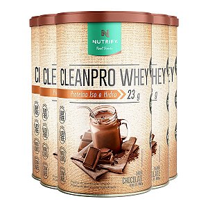 Kit 5 Clean Pro Whey Hidrolisado Chocolate Nutrify 450g
