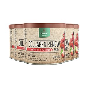 Kit 5 Collagen Renew Colágeno Hidrolisado Morango Nutrify 300g