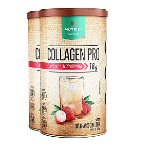 Kit 2 Collagen Pro Colágeno Hidrolisado Chá Branco com Lichia Nutrify 450g