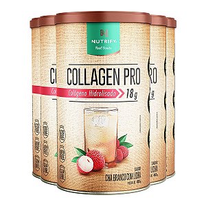 Kit 5 Collagen Pro Colágeno Hidrolisado Chá Branco com Lichia Nutrify 450g
