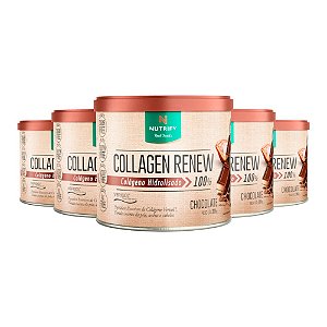 Kit 5 Collagen Renew Colágeno Hidrolisado Chocolate Nutrify 300g