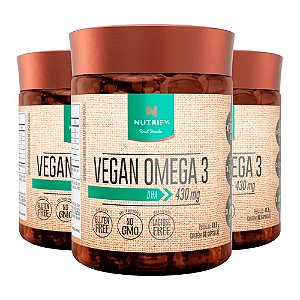 Kit 3 Ômega 3 Vegano DHA Nutrify 60 Cápsulas