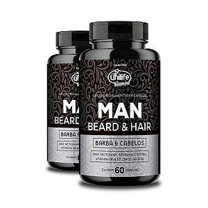 Kit 2 Man Beard & Hair Unilife 60 Cápsulas 600mg