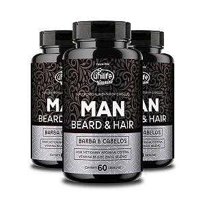 Kit 3 Man Beard & Hair Unilife 60 Cápsulas 600mg