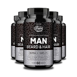 Kit 5 Man Beard & Hair Unilife 60 Cápsulas 600mg