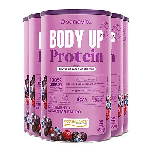 Kit 5 Body Up Protein Frutas Roxas e Cranberry Sanavita 450g