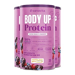 Kit 3 Body Up Protein Frutas Roxas e Cranberry Sanavita 450g