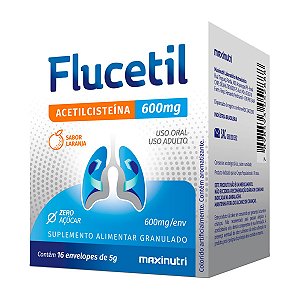 Flucetil Acetilcisteína Maxinutri 16 Sachês Laranja