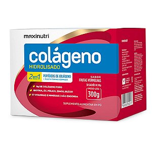Colágeno Hidrolisado 2 em 1 Maxinutri 30 Sachês Frutas Vermelhas