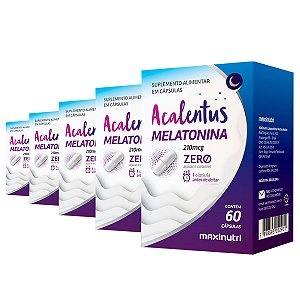 Kit 5 Acalentus Melatonina Zero Maxinutri 60 Cápsulas