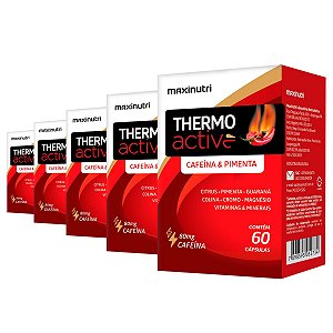 Kit 5 Thermo Active Cafeína Maxinutri 60 Cápsulas