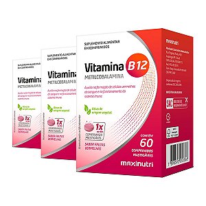 Kit 3 Vitamina B12 Maxinutri 60 Comprimidos Frutas Vermelhas