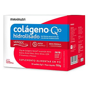 Colágeno Verisol + Q10 Maxinutri 30 Sachês Frutas Vermelhas