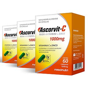 Kit 3 Ascorvit-C Maxinutri 60 Cápsulas