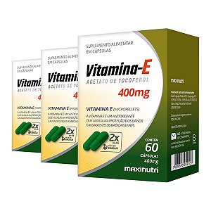 Kit 3 Vitamina E 400mg Maxinutri 60 Cápsulas