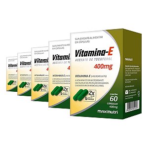 Kit 5 Vitamina E 400mg Maxinutri 60 Cápsulas