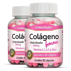 Kit 2 Colágeno Hidrolisado Femme Maxinutri 90 Cápsulas