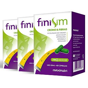 Kit 3 Finisim Picolinato de cromo & fibras Maxinutri 60 Cápsulas